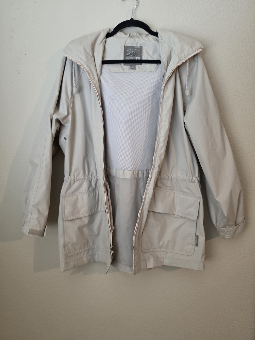 Vintage Pacific Trail Light Beige Outdoor Jacket Detachable Hood | Womens S